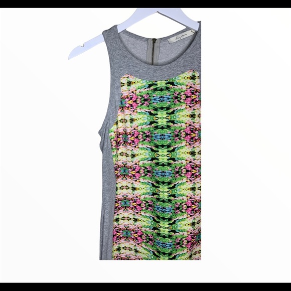 LUSTER Optical Illusion Racerback Tank Dress With Zipper Back Grey Size Small - Picture 3 of 9